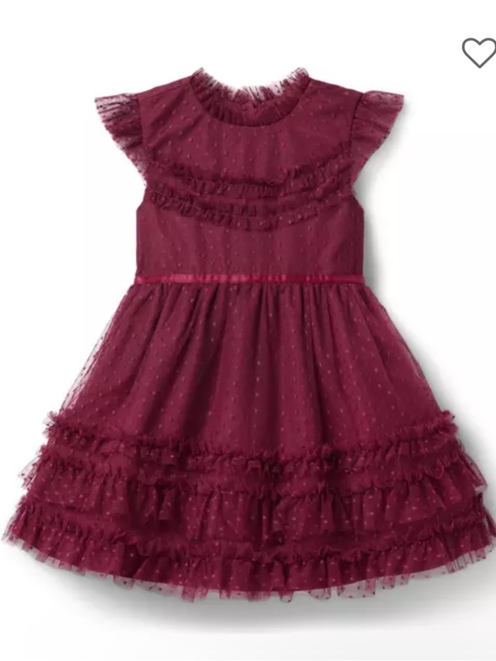Janie & Jack Girl’s 2T Dot Tulle Dress in Burgundy - NWT